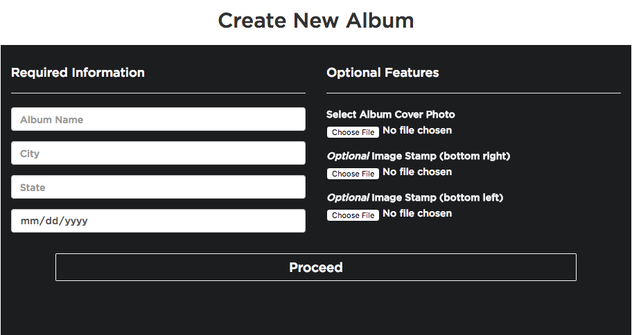 Create New Album Portal